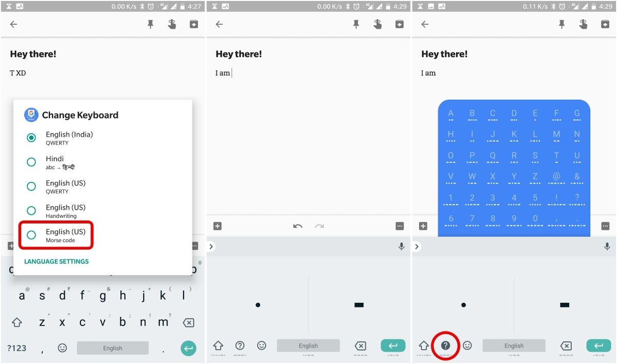 Type in the Morse code in Gboard