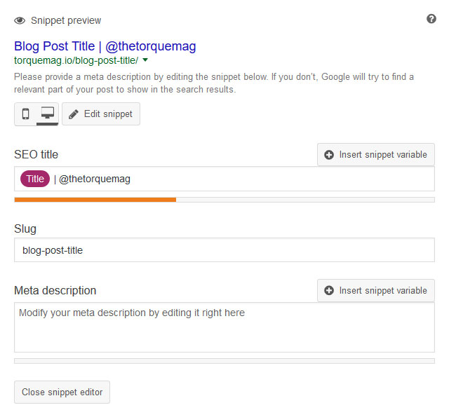 yoast seo snippet editor