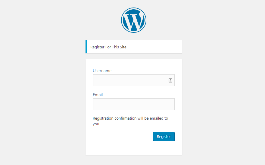 WordPress User Registration Page