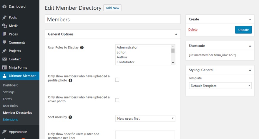 WordPress User Registration Page