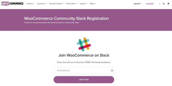 Screenshot of WooCommerce Slack Join Page