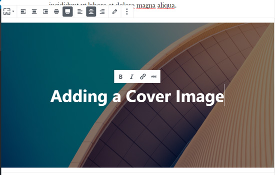 Add text on your cover image in WordPress block editor