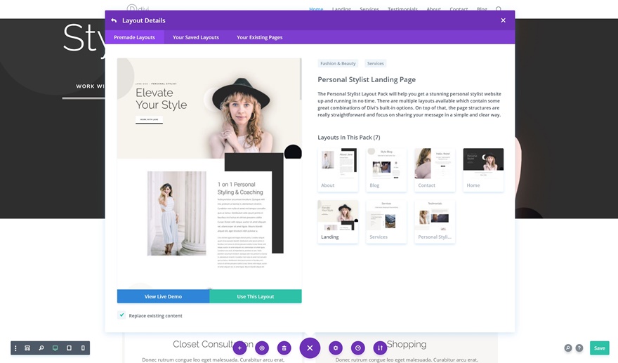 personal stylist layout pack