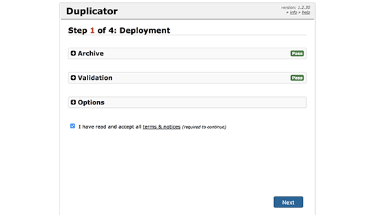 Duplicator installer initialized