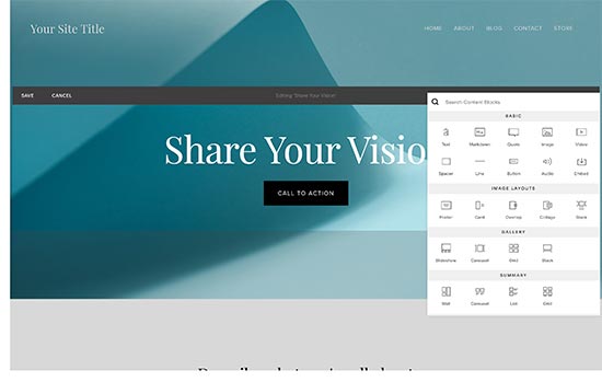 Squarespace page editor