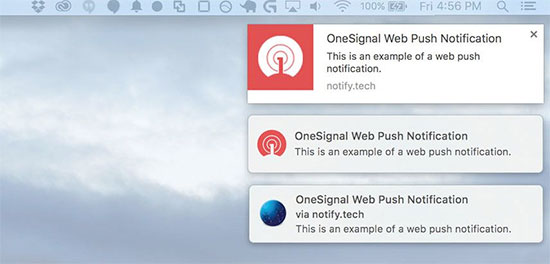 web push notifications shown on a desktop