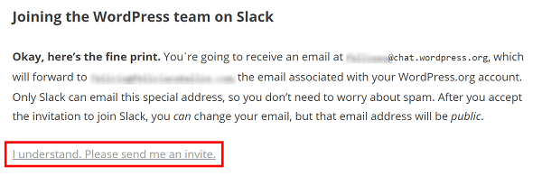 Screenshot of instructions: you will receive an email with invite to join.
