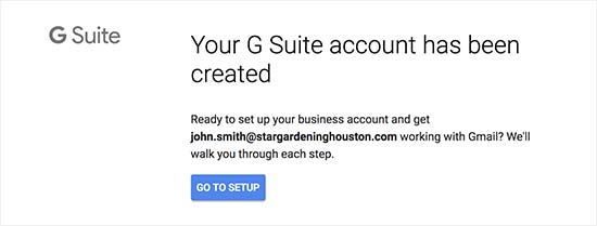 G Suite account setup completed