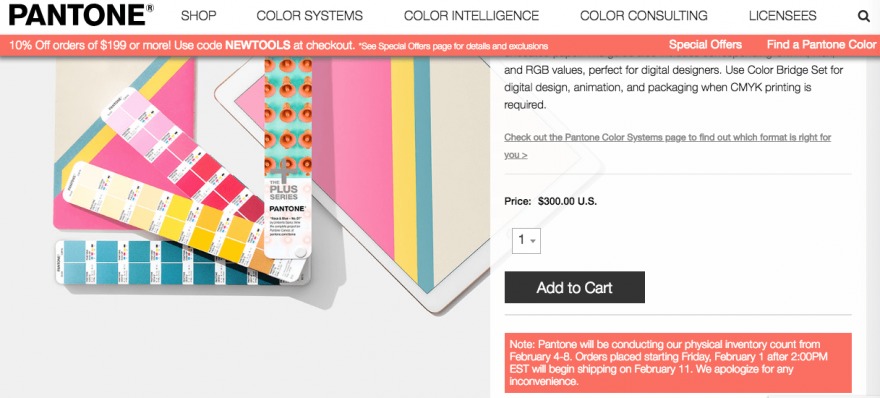 A product page from Pantone's site.