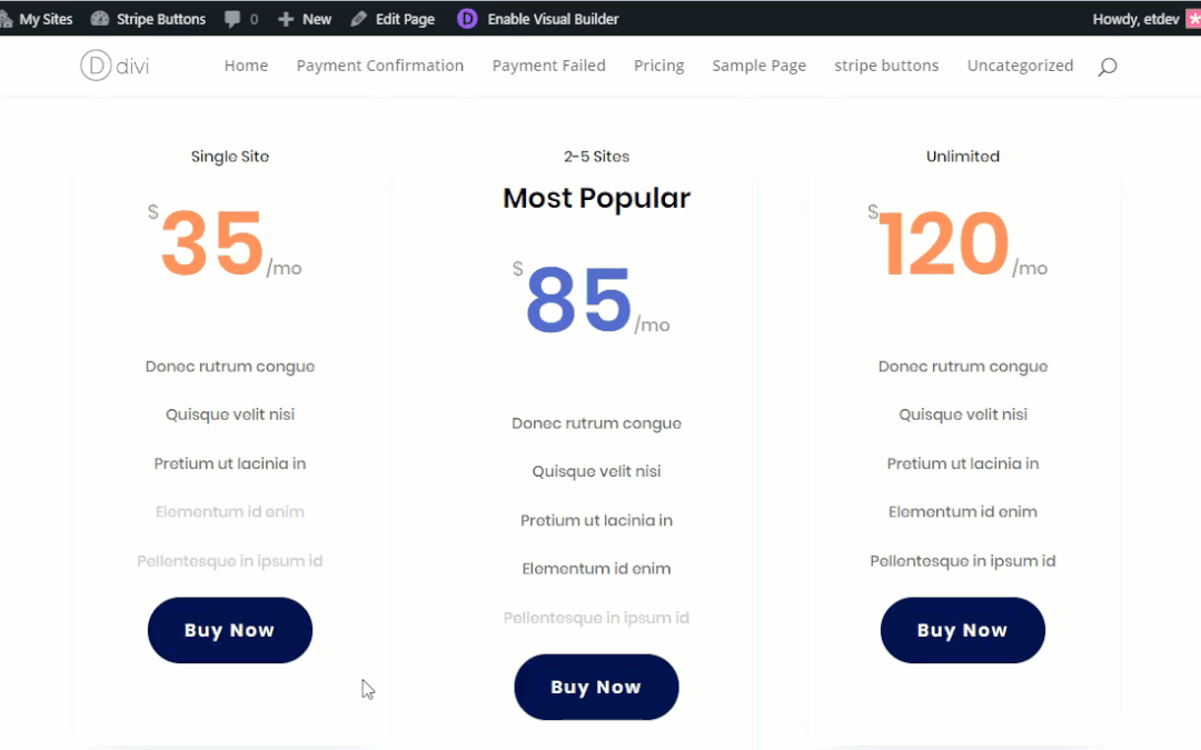 Methods to Upload Easy Stripe Fee Buttons to Your Pricing Tables in Divi