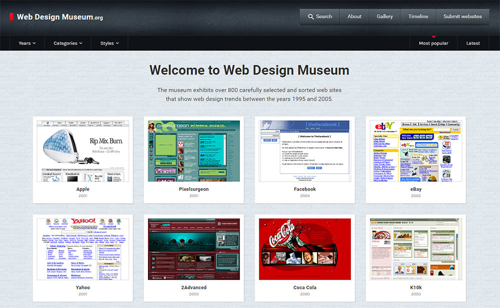 web design museum homepage