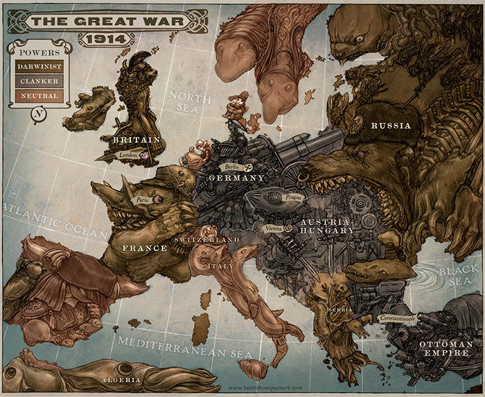 Caricature Map of Europe 1914 world map