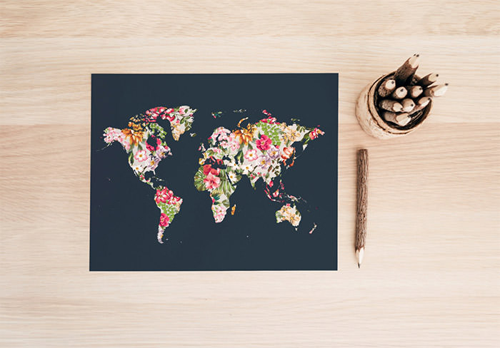 Floral world map