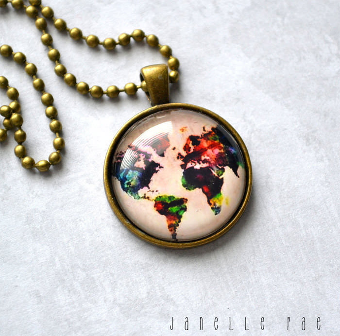 Globe Necklace Map world map