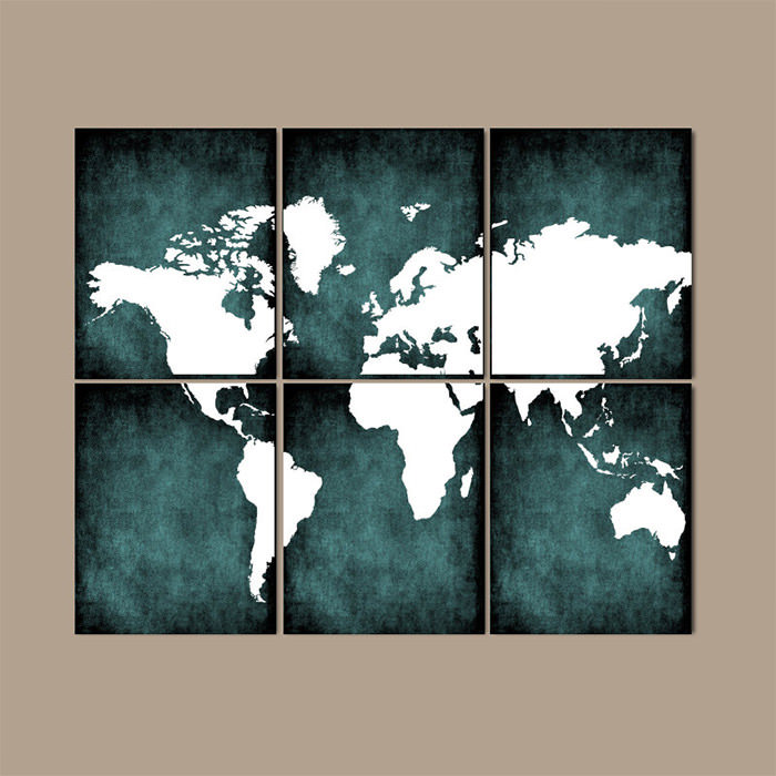 Grunge Wall Art world map