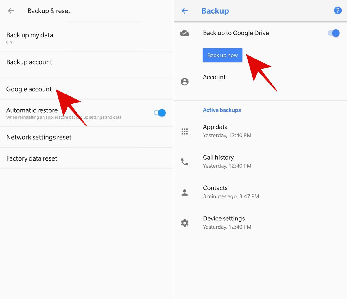 Backup manually to Google Drive in Android