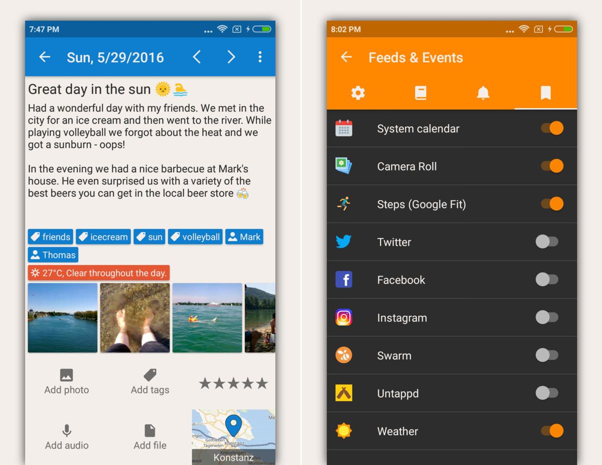 Diarium is a calendar-like diary app