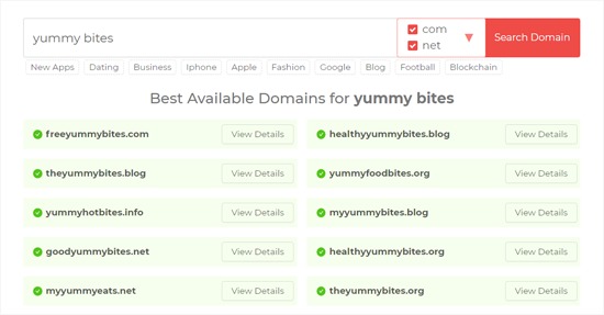 Domain Wheel Blog Name Search Results