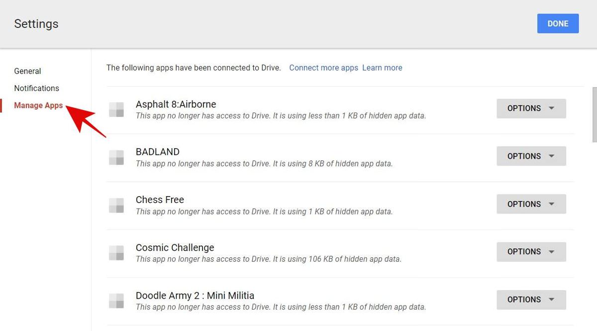Manage apps connected to Google Drive