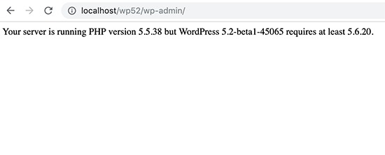 PHP version notice in WordPress 5.2 beta