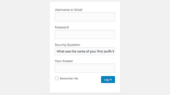 Add security question on login screen