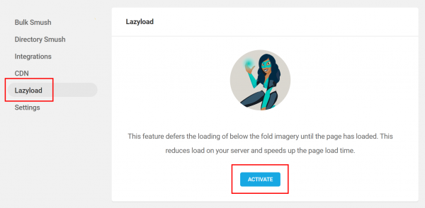 Screenshot of Smush Pro lazy loading settings