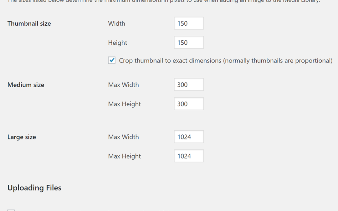 Default WordPress Symbol Sizes and The best way to upload Customized Sizes