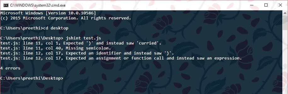 jshint cli output