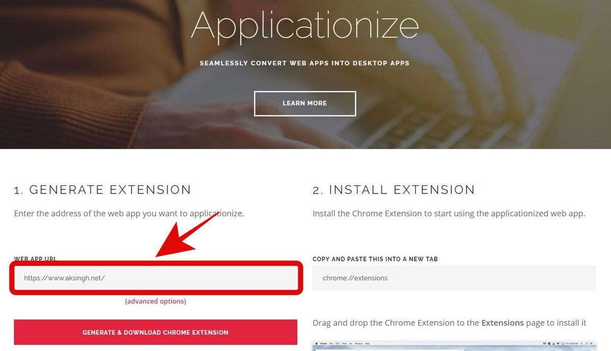 Create a native app for Chrome OS using Applicationize