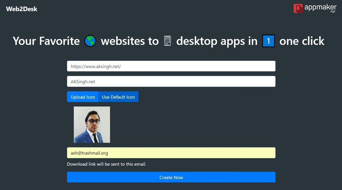 Create native desktop apps using Web2Desk