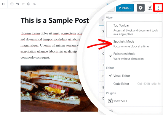 Enable Spotlight Mode in WordPress Editor