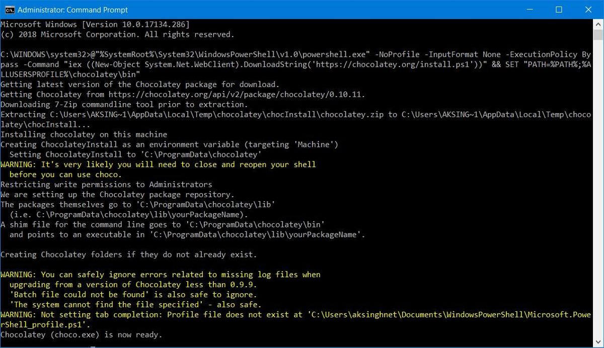 Installing Chocolatey through Command Prompt