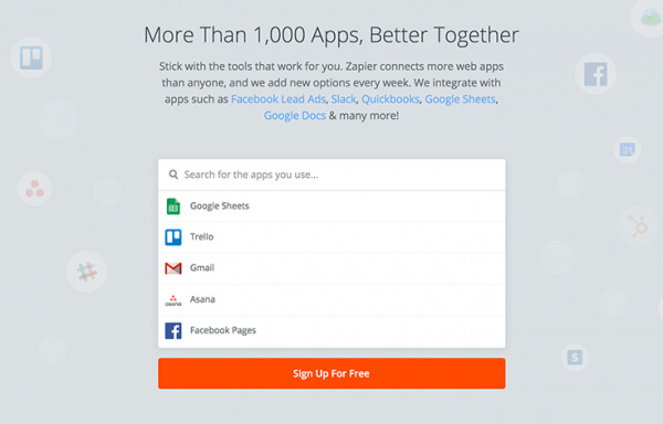 Zapier web app integrations