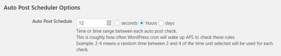 Auto Post Scheduler Time Interval Option