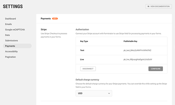 Stripe Forminator integration