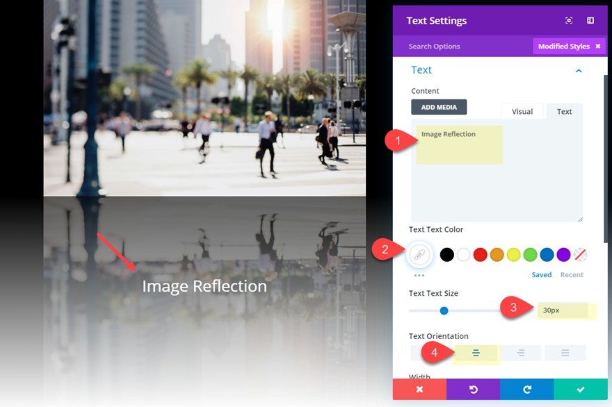 divi reflections for text and images