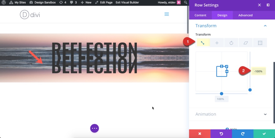 divi reflections for text and images