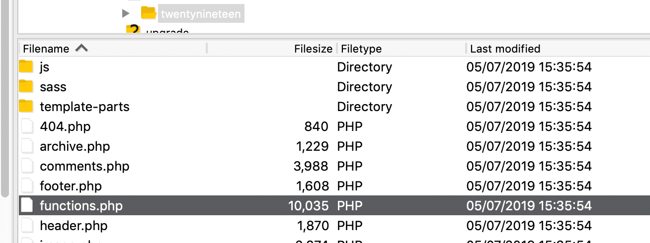 WordPress theme functions.php file