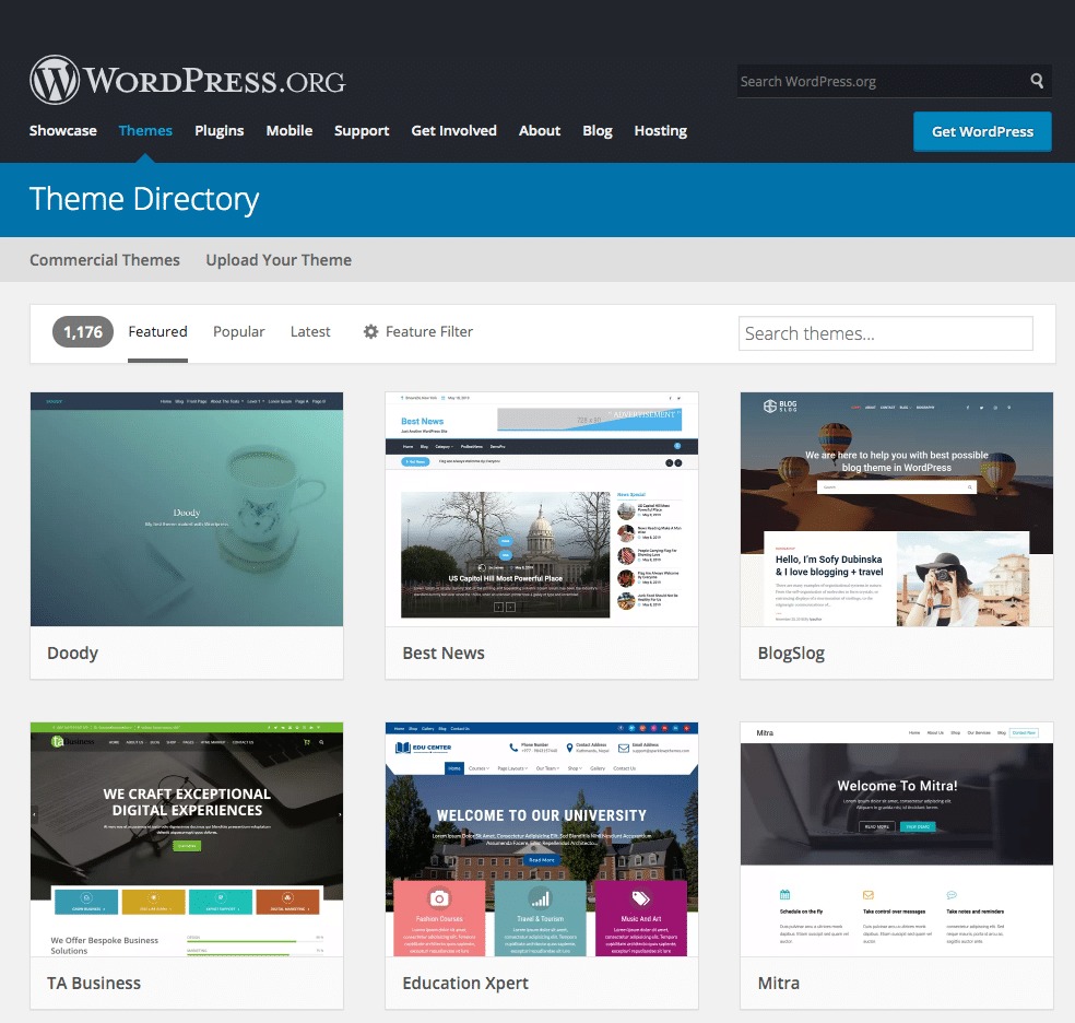 Most popular WordPress themes