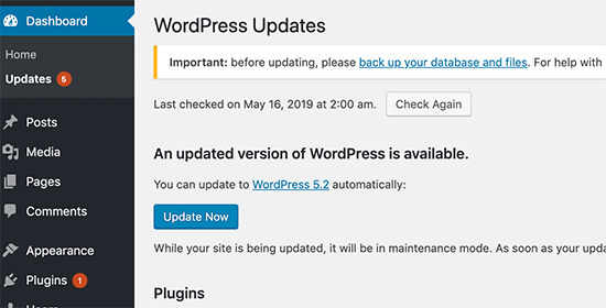 Ignoring WordPress updates