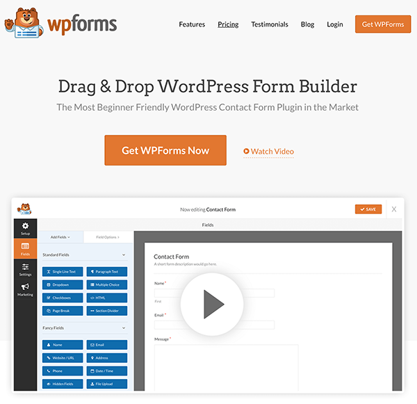 Screenshot of WPForms Home Page