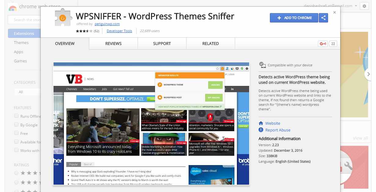 WPSniffer WordPress Theme Sniffer