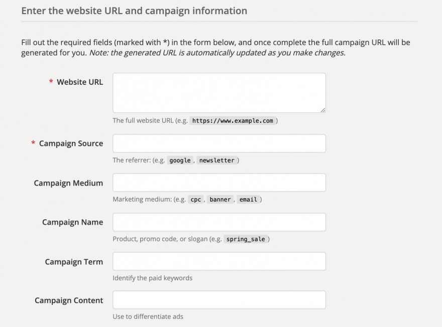 The Google Campaign URL Builder.