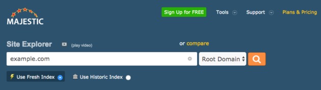 The Majestic backlinks tool.