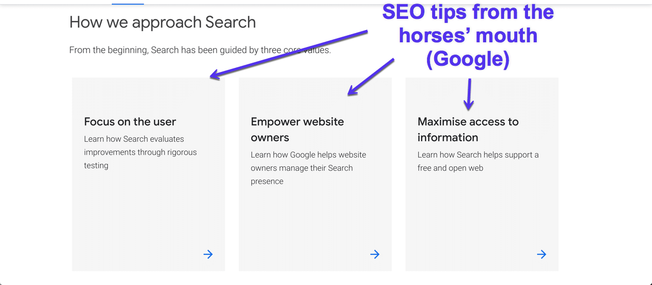 SEO tips from Google