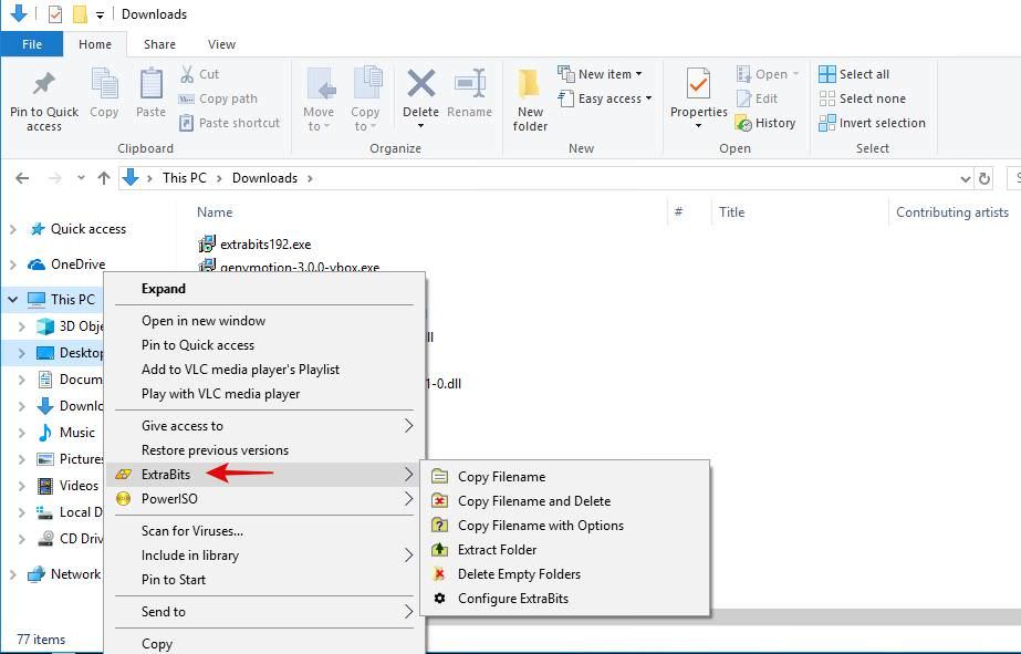 Add context options in the File Explorer