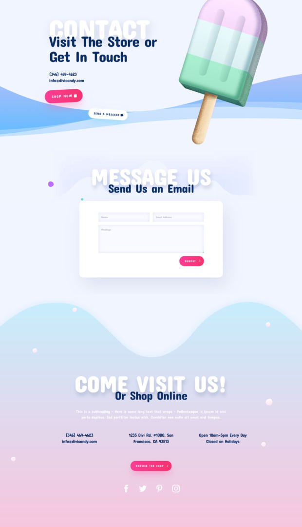 Divi Candy Store layout pack