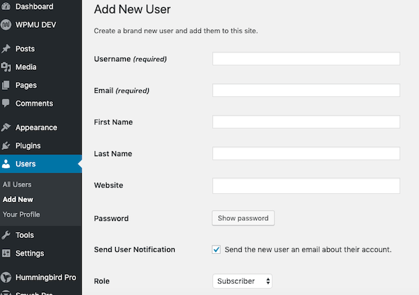 add and manage users of your website or blog