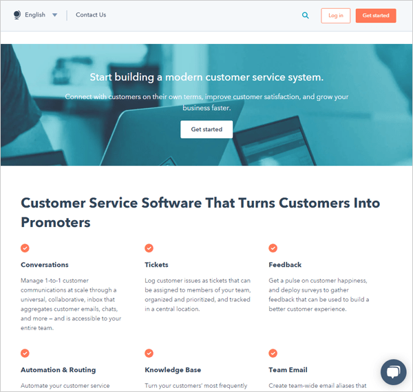 HubSpot home page screen.