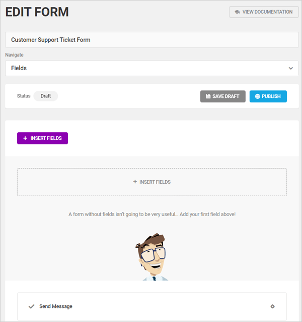 Forminator edit form screen.